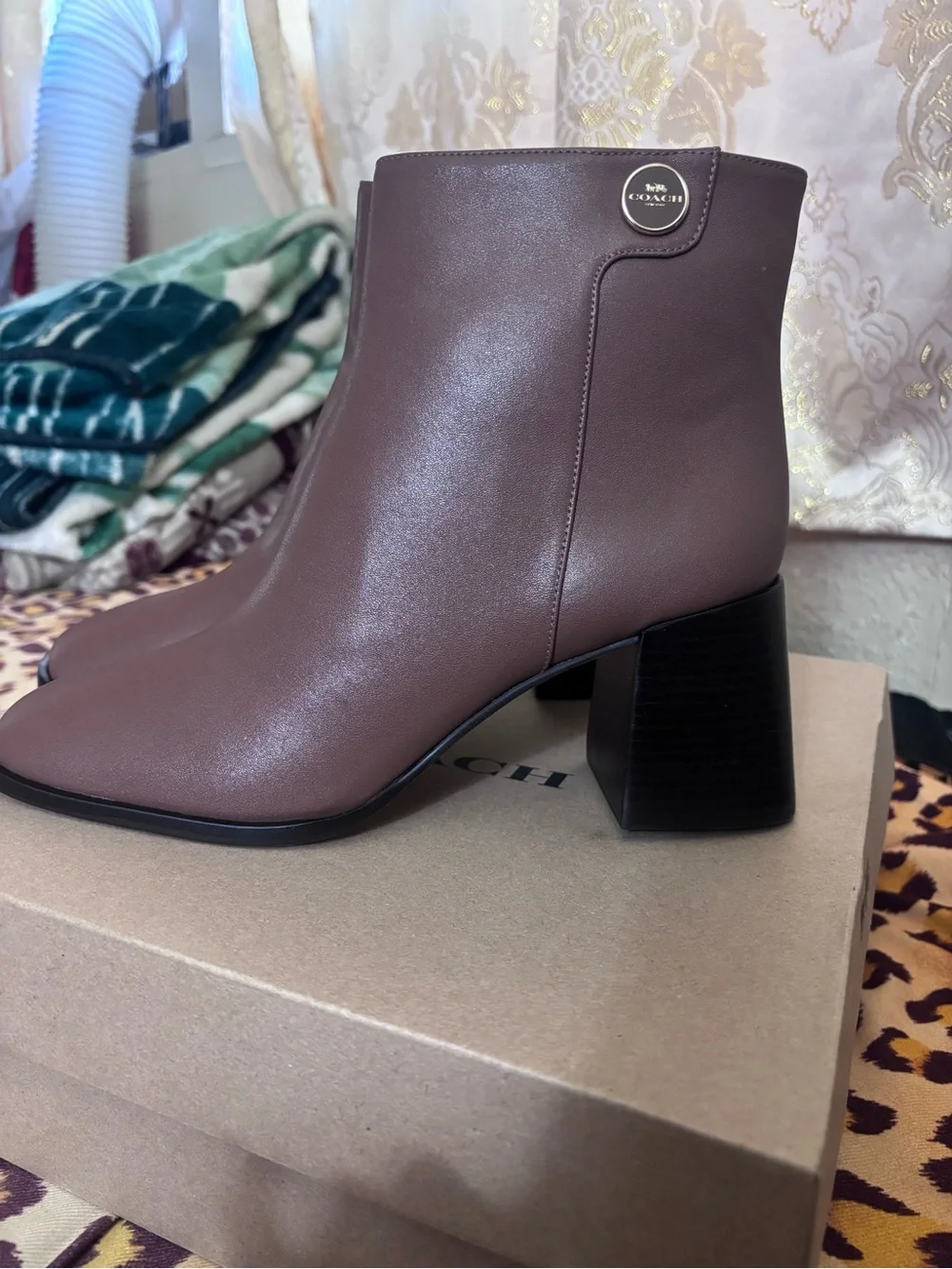 Coach Shana Leather Bootie in Saddle Brown